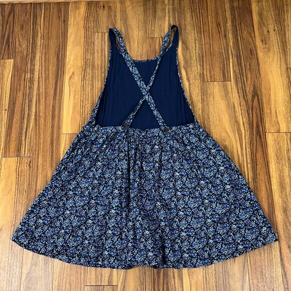 Free People Petunia Dainty Floral Mini Overall Western Dress Open Back Boho (M) - Picture 7 of 11